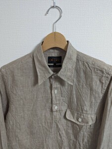 極美品　BEAMS+　ビームスプラス　シャツ　プルオーバー　綿麻　ベージュ　Sサイズ　日本製