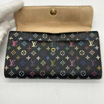 ●○1円 LOUIS VUITTON ルイヴィトン モノグラム マルチカラー ポルトフォイユサラ 二つ折り 長財布 レディース メンズ 黒 現状品○●_画像7