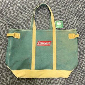 【１円スタート!】Coleman★コールマン★キャンピングバッグ★キャンバス地★トートバッグ★Mサイズ★グリーン×カーキ★色褪せあり★中古