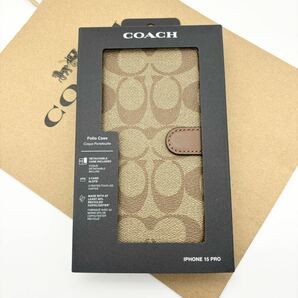 【COACH☆新品】 IPHONE 15 PRO フォリオ！シグネチャー！カーキ！の画像1