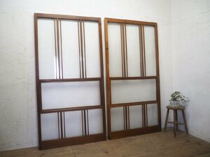 taP0895*[H175cm×W90,5cm]×2 sheets * wonderful design. old tree frame glass door * old fittings sliding door used housing interior . material Showa Retro Vintage M pine 