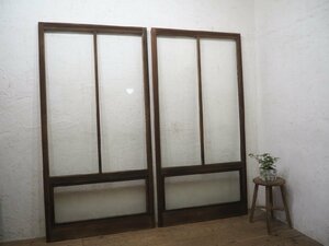 taP0752*(2)[H180cm×W90,5cm]×2 sheets * antique *.... glass entering. large tree frame sliding door * old fittings wave glass door sash retro N pine 