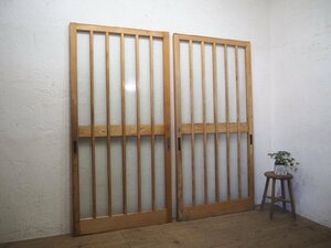 taP0770*[H181cm×W89,5cm]×2 sheets * antique * taste ... exist old tree frame glass door * old fittings sliding door .. door entranceway door sash Japan house shop N pine 