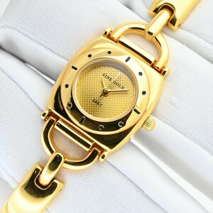64.FINE GOLD 24KT DIAL●クオーツ 電池交換済 レディース 腕時計 ブレスレット/バングル型 純正ベルト ビンテージ 中古 ゴールドカラー