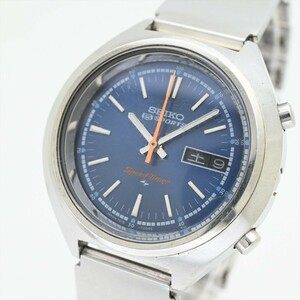 46.SEIKO/5SPORTS●SpeedTimer 1973年製 7015-7000 純正ベルト クロノグラフ 自動巻き 青ブルー メンズ腕時計 ビンテージ スピードタイマー