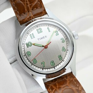 29.希少 TIMEX/タイメックス●クオーツ 電池交換済 メンズ/ボーイズ 腕時計 純正ベルト 全数字 ミリタリー レトロ ビンテージ風 中古