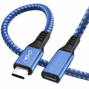 USB4 延長ケーブル 0.5m ブルー SLEIJAOOE 40Gbps高速データ転送 100W急速充電 8K@60Hz映像出力
