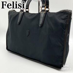 【良品】 Felisi (フェリージ) ナイロン×レザー　ビジネスバッグ 黒　ブリーフケース　A4