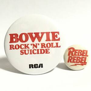 缶バッジ 2個セット David Bowie デヴィッドボウイ Rebel Rebel Rock 'n' Roll Suicide