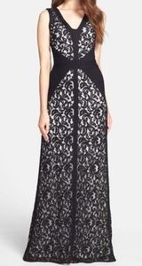 TADASHI SHOJI　タダシショージ　BLACK & IVORY　ロングフォーマルドレス　「６ 」/ １１号程度