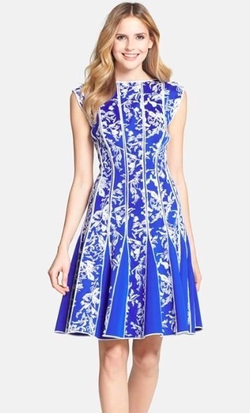 TADASHI SHOJI　タダシショージ　ROYAL BLUE & WHITE　ワンピース　「M 」/ １１号程度