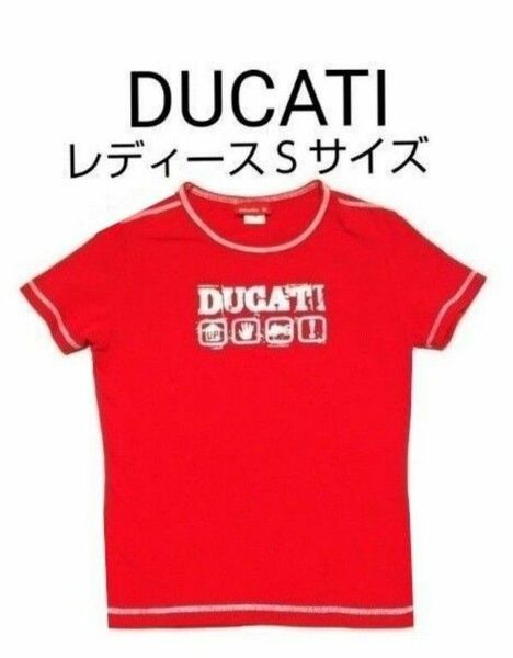 中古　DUCATI　Tシャツ ・ トップス　レディースＳサイズ　半袖　赤　子供服　USED　古着　ドゥカティ　送料無料