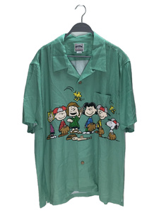 HOUSTON×PEANUTS SNOOPY ALOHA SHIRT / レーヨン/ GRN / 無地 / XXL