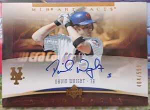 2005 Upper Deck ARTIFACTS /599 David Wright Auto 直筆サイン