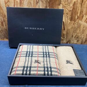 送料無料【M①1154】Burberry バーバリー バスタオル１枚　フェイスタオル１枚　BURBERRY タオルセット 西川産業 