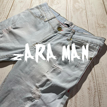 【ZARA MAN】ザラ マン クラッシュ加工 ストレッチスキニーデニムパンツ USA30_画像1