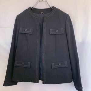 昭和ドレス　ジャケットのみ　フォーマル　飾りポケット　刺繍　ショート　黒 ブラック　S〜M
