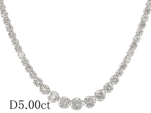 ダイヤモンド/5.00ct テニス ネックレス K18WG