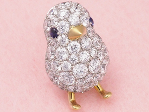 gimeruGimel chick pin brooch Pt950 platinum diamond brooch hi width pin brooch [RB]