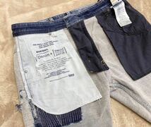 美品！￥51,840【DIESEL】ディーゼル「KROOLEY CB-NE 069DA STRETCH」ジョグジーンズ ダメージ×リペア加工 スウェットデニム W32_画像7