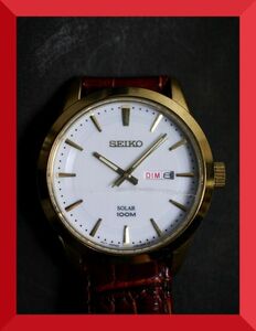 セイコー SEIKO SOLAR 100M 3針 デイデイト 純正ベルト V158-0AS0 男性用 メンズ 腕時計 x184 稼働品
