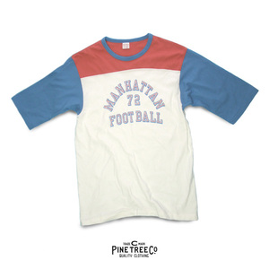 Manhattan Football 72/フットボール・Tシャツ・ヴィンテージ・トリコロール・カレッジ・古着・アメカジ・リバースウィーブ