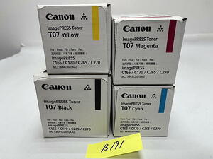 B-191【新品】 キャノン　CANON　GENUINE　imagePRESS　トナー　T07　K/C/M/Y　ブラック/シアン/マゼンタ/イエロー　4色4本セット　純正