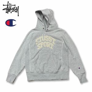 【レア】Stussy Reverse Weave Sweat Pullover Parker ステューシー チャンピオン リバースウィーブ スウェット パーカー グレー S