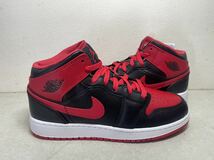 AIR JORDAN 1 MID GS エア ジョーダン 1 ミッド BRED 黒赤 US6.5Y 24.5cm 国内正規 未使用 DQ8423-060_画像3