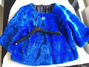 即決　新品同様　KOPENHAGEN FUR コペンハーゲンファー　最高峰　ミンクコート☆ブルー　貂皮 mink　VALENTINOヴァレンティノハンガー付