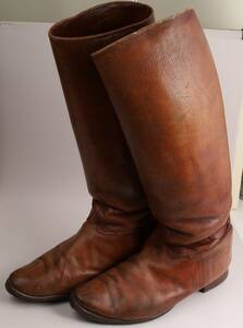 日本陸軍 将校用 濃茶革長靴 ブーツ 茶革 ロングブーツ