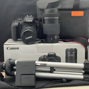 中古品 Canon EOS Kiss X9i ダブルズームキット 18-55㎜ 55-250㎜ 1：4-5.6 三脚 バッグ 1円 から 売り切り