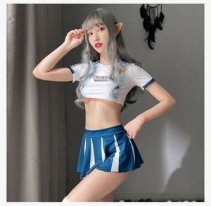 C0130 голубой [ sexy Cheer девушка костюмированная игра .chila Mini ska костюм 