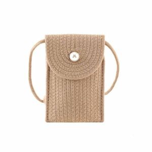 Z0021 beige smartphone pouch lady's shoulder bag pochette plain diagonal .. Mini case mobile inserting 