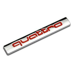 Audi quattro クワトロ エンブレム ステッカー 7.7×1.1　シルバーレッド2個セット