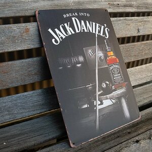 【ブリキ看板】ジャックダニエル JACK DANIEL'S ビリヤード ガレージ レトロ風 インテリア 店舗 カフェ 壁飾り 20cm×30㎝（送料無料！）