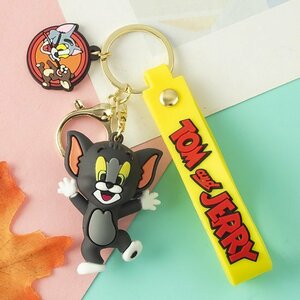 TOM AND JERRY トムとジェリー 立体 キーホルダー ストラップ付き １体・灰色（画像１枚目）【キーホルダー】 (送料無料）