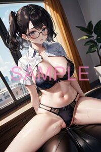 【オリジナル】A4 ポスター 巨乳 下着 美脚 OL Yシャツ パンチラ かわいい セクシー 美小女 美人 美女 アート イラスト 同人 AI 031416