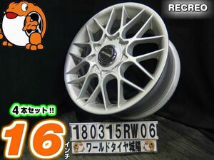 [中古ホイール4本セット]RECREO[16x7J+43/100/114.3/4H]アクア,ヴィッツ,スペイド,ｂB(20系),ティーダ,ノート,エアウェイブ,デミオ