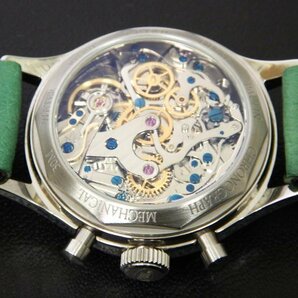 6075 美品売切り☆ PIERRE PAULIN Panda Chronograph Pilot Watch T-P-001 21石 Merkur ピエールポーリン クロノ 手巻き メンズ 腕時計の画像6