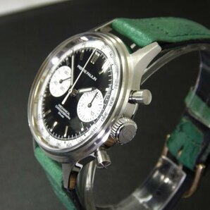 6075 美品売切り☆ PIERRE PAULIN Panda Chronograph Pilot Watch T-P-001 21石 Merkur ピエールポーリン クロノ 手巻き メンズ 腕時計の画像2