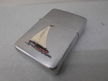 ビンテージ Zippo スポ-ツシリ-ズ 5バレル ヨット中古品 真鍮ケース1949-1951年製 ニッケルシルバ-インナ-(インナ-のみでも価値ありです)VG_画像1