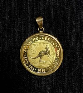 カンガルー 金貨 純金 1/4オンス 1/4oz 1991年 オーストラリア ナゲット コイン 硬貨 貨幣 ペンダントトップ