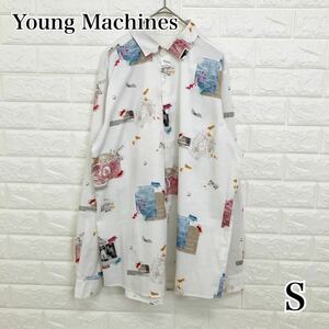 Young Machines ヤングマシーン シャツ 65M04-201-02 S 白　総柄　ホワイト　ボタンダウン　Education from Youngmachines