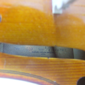 メンテ済 スズキバイオリン No520 4/4 1983年 フェルナンブーコ弓 ドミナント ケース 美品セット 送料無料の画像7