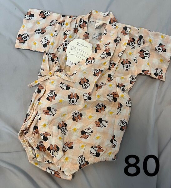 ミニー 甚平 ロンパース 浴衣 花柄 80 女の子