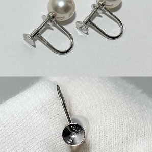 ◎【美品】MIKIMOTO ミキモト Mチャーム K18 パール ネックレス&イヤリング セット 約7.4-8.2mm ホワイトゴールド 真珠の画像10