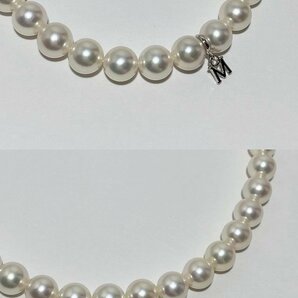 ◎【美品】MIKIMOTO ミキモト Mチャーム K18 パール ネックレス&イヤリング セット 約7.4-8.2mm ホワイトゴールド 真珠の画像5