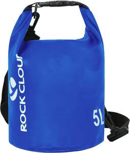 ROCK CLOUD ドライバッグ 防水バッグ 5L ダークブルードラム型 リュック 折りたたみ 軽量 アウトドア 海水浴 釣り ビーチ 水泳 登山 旅行用