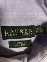 古着 90年代 90s LAUREN RALPH LAUREN ローレン ラルフローレン 無地 ソリッド 長袖 シャツ 青 ライトブルー 2XL 大きいサイズ ビッグ_画像4